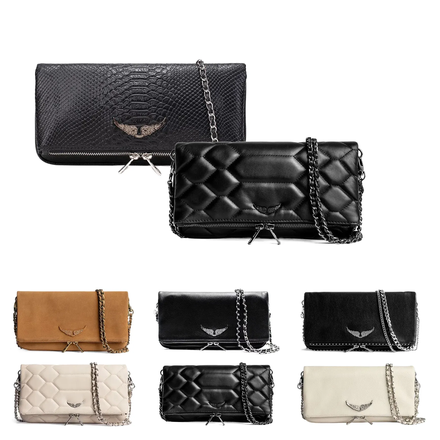 Pochette Rock Swing أجنحتك Zadig Voltaire Bag Womens Womens Handbag Counter Designer Bag Bag Mens أصلي جلدي سفر جناح سلسلة فاخرة صالة رياضية Crossbody Clutch Clutch