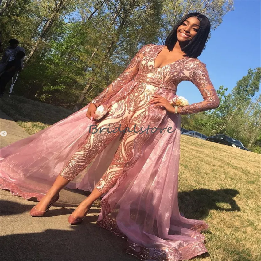 Sequin jumpsuit pink sale
