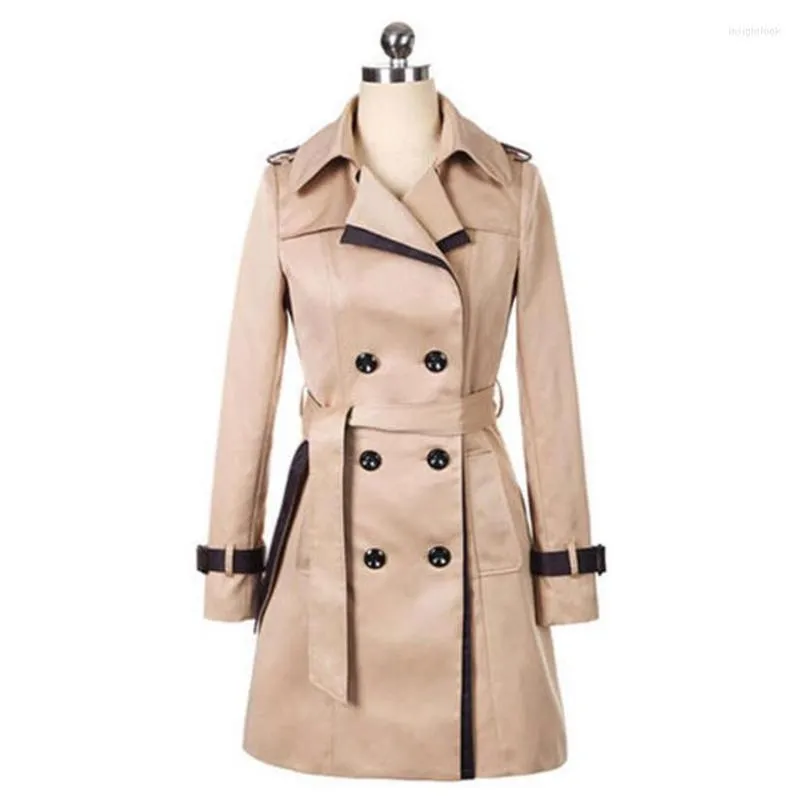 Women's Trench Coats Spring And Autumn Korea Long Section Of The Windbreaker Double-breasted Solid Color Retro Casual Female Jacket AL7539