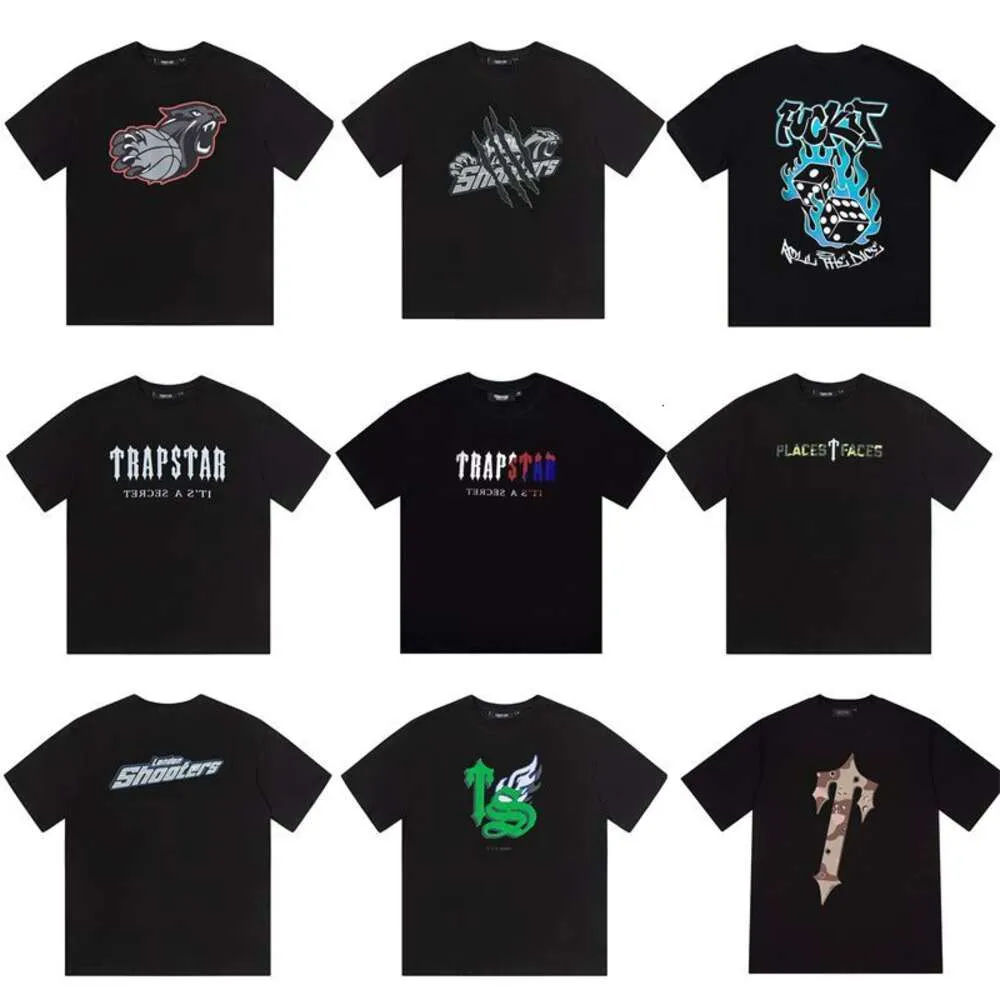 Mode Kleding Designer T-shirts T-shirts Trapstar Vlam Dobbelstenen Gradiënt Camo Letter Korte mouw Straat Los Relaxed Heren Dames T-shirt met ronde hals