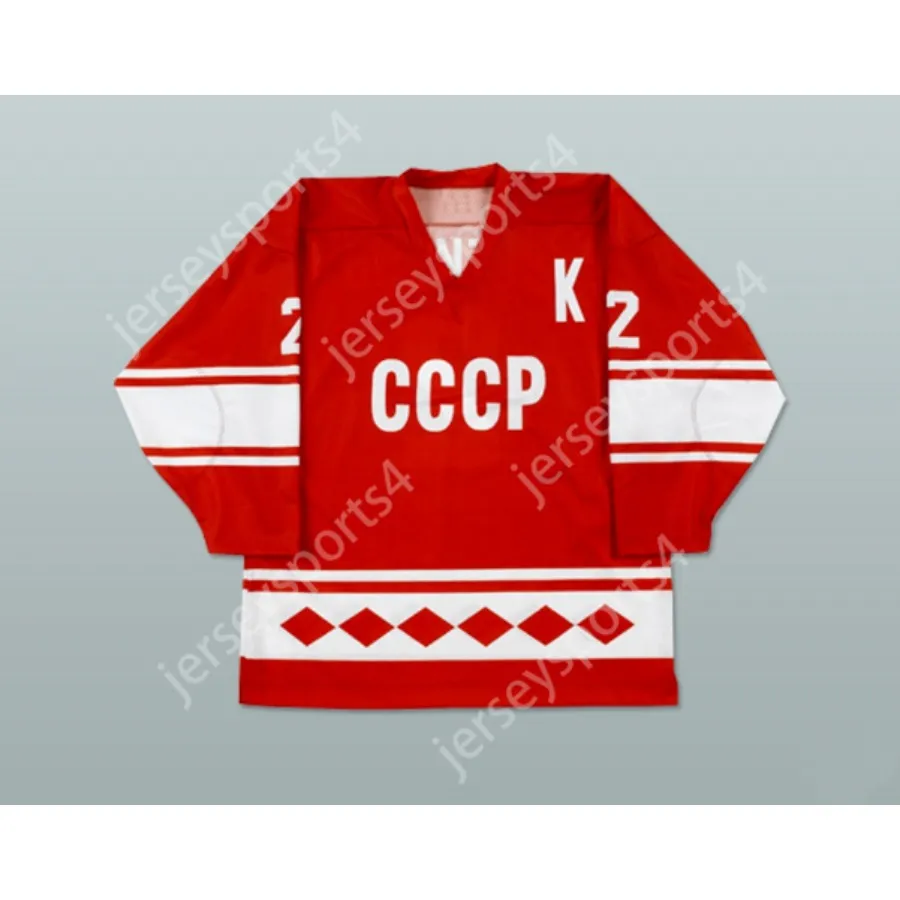 MAILLOT DE HOCKEY VIACHESLAV FETISOV CCCP 2 ROUGE personnalisé NOUVEAU Top cousu S-M-L-XL-XXL-3XL-4XL-5XL-6XL