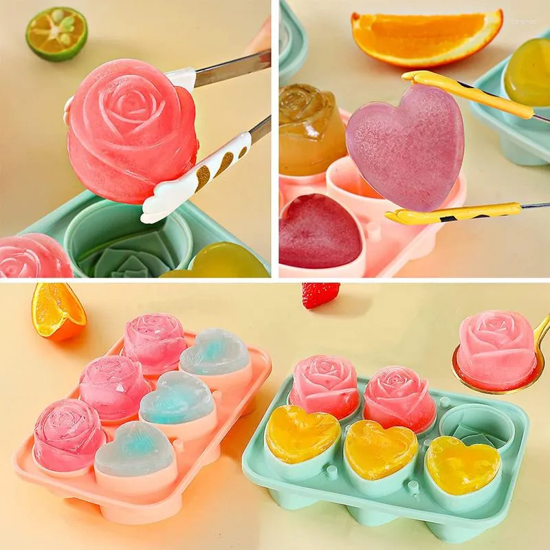 Baking Moulds Rose Ice Molds Large Cube Trays Make 6 Giant Cute Flower Shape Silicone Rubber Fun Big Ball Maker