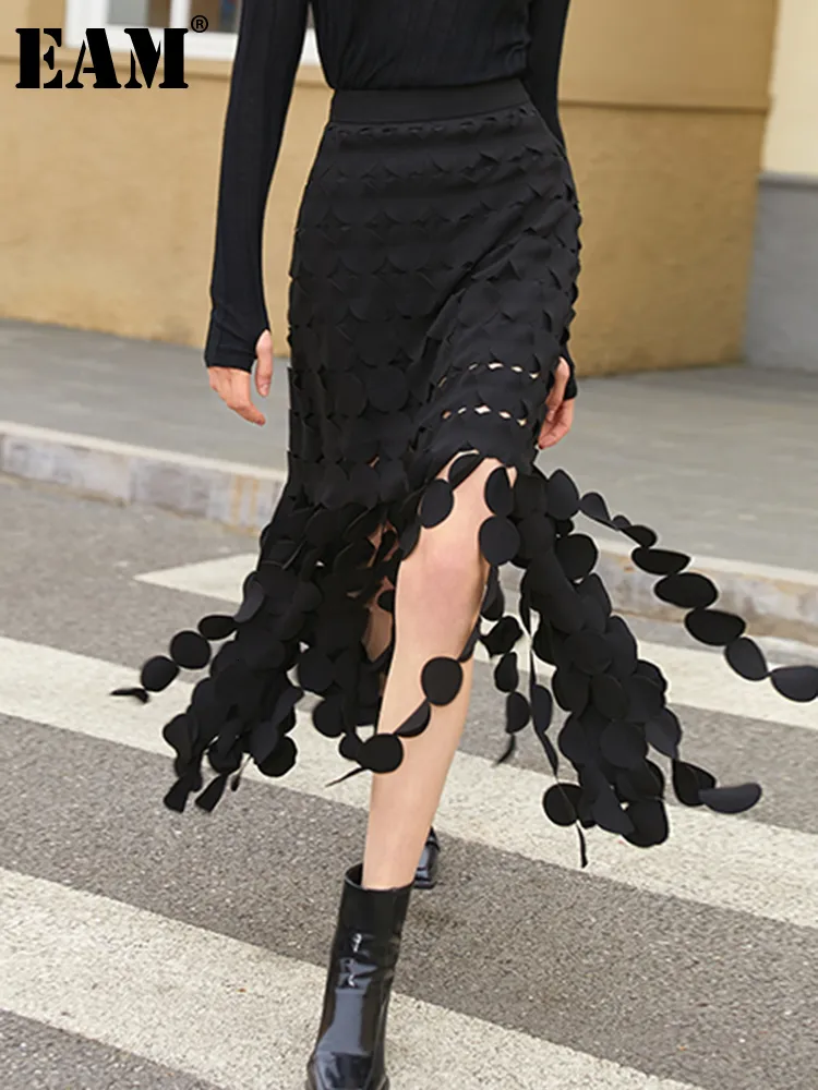 Spódnice Eam High talia Czarna pusta pustka frędzla Midi Elegancka spódnica półprodukcyjna Kobiety moda wiosenna jesień 2023 1DE7290 230424