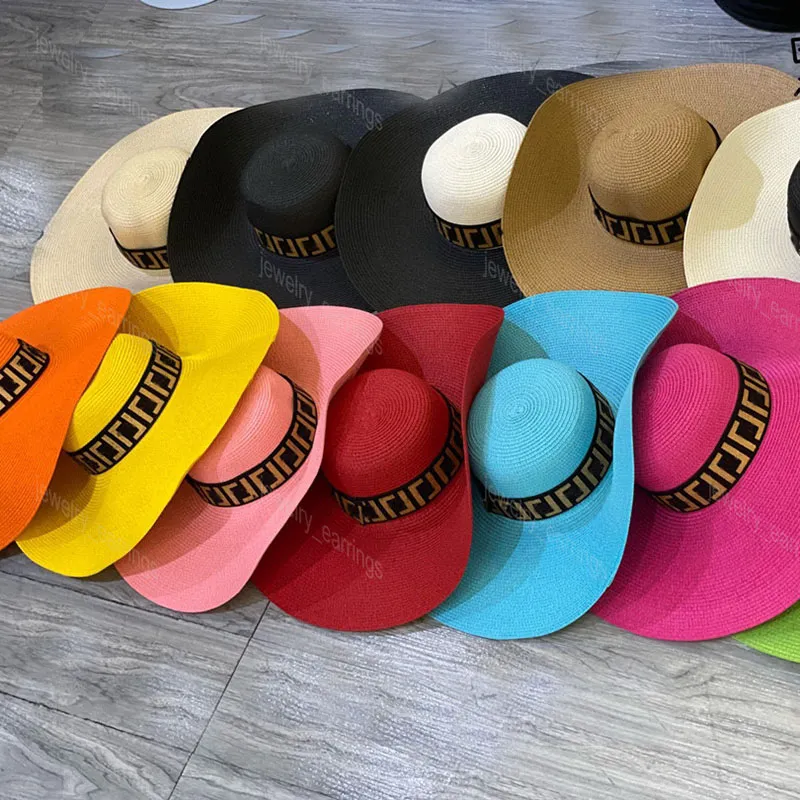 Designers Straw Bucket Hat Casquette Wide Brim Hats for Women Mens Sun Prevent Bonnet Beanie Big Size Caps F Snapbacks Beanies Pink Orange Cap 10 Style