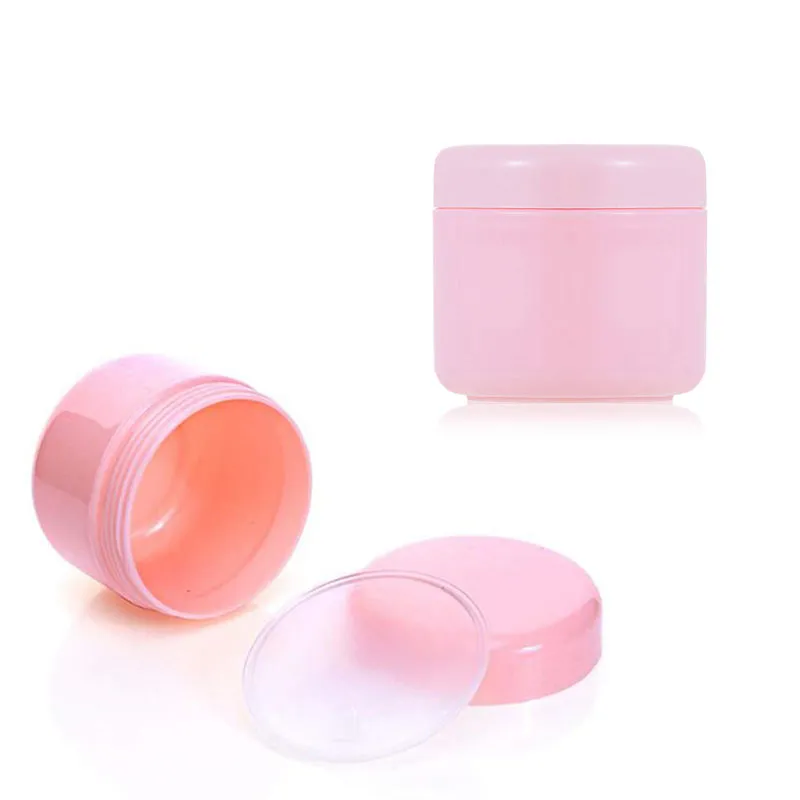 Refillable Plastic Makeup Jar 10/20/30/50/100g Empty Sample bottles Pot Travel Face Cream Lotion Cosmetic Container Pink
