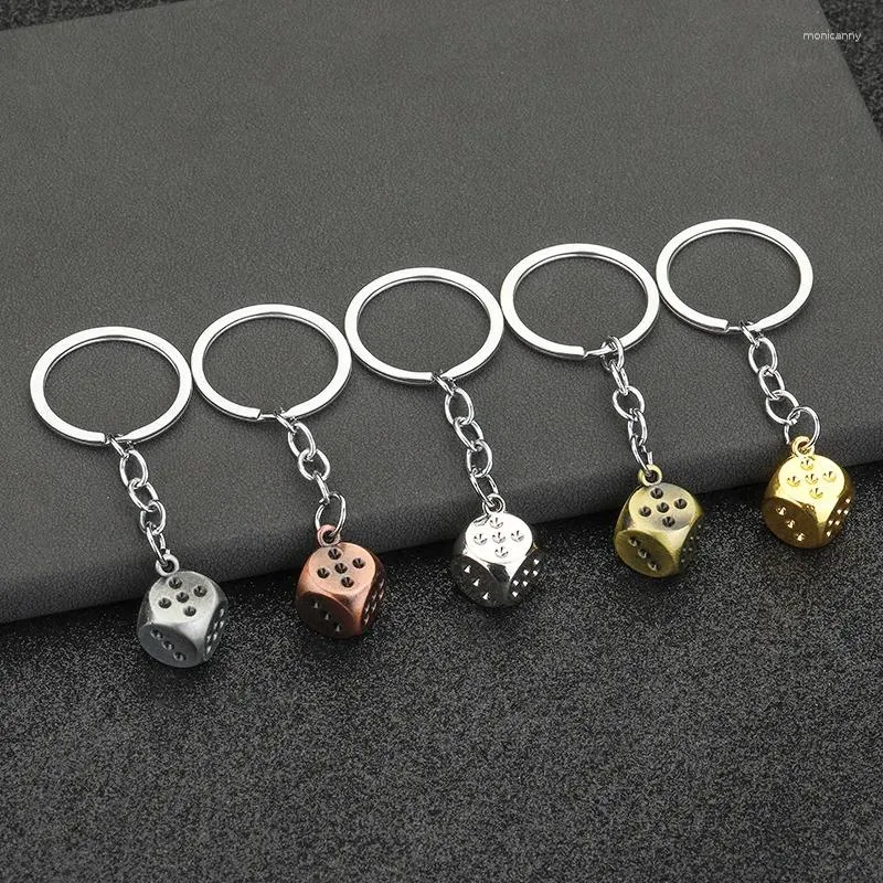 Keychains 100st/Lot 2023 Metal Dice Keyholders Creative Zinc Alloy Key Chains