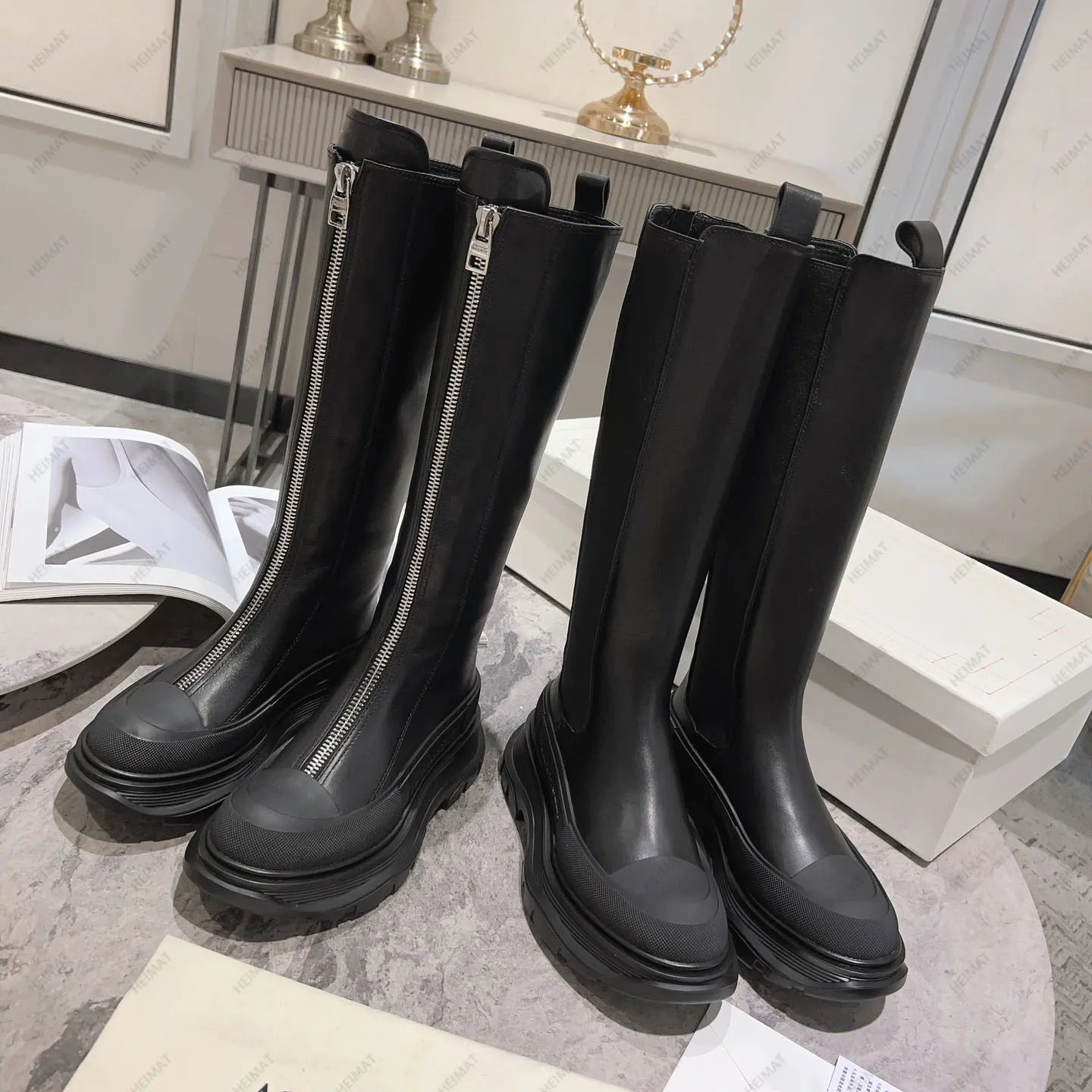 2024 Designer longo cano mulheres botas de couro feitas de material de couro genuíno estilo elegante melhor qualidade estilo clássico 35-40 com caixa