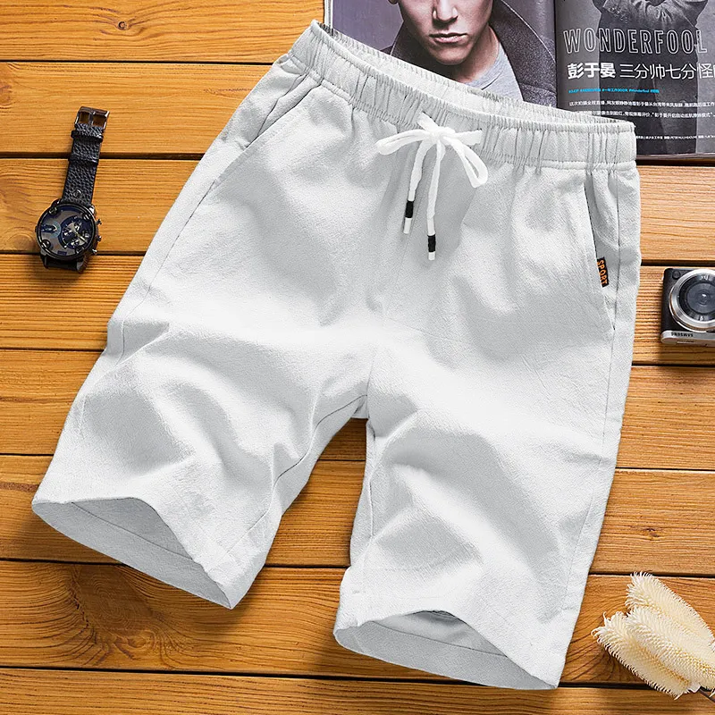 Herren-Shorts Lässige Herren-Shorts aus 100 % Baumwolle Sommer-Reise-Strand-Shorts Hochwertige, locker sitzende, atmungsaktive, lässige weiße Shorts für Zuhause 230425