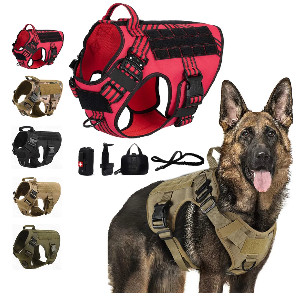 Tactical Harness Big Dog Harness Vest Dog Collars Leashes Military