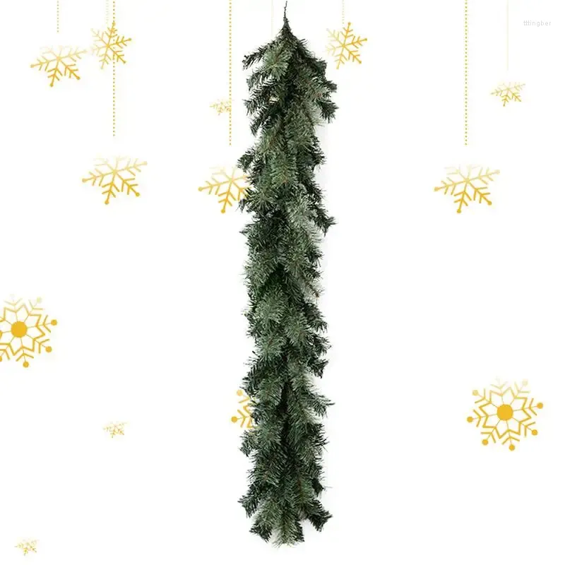 Decoratieve bloemen Faux Pine Garland voor Winter Kerst Deur Krans Realistisch Home Decor Muren Raam