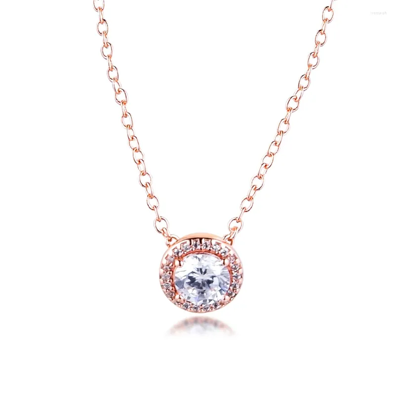 Correntes genuínas 925 prata esterlina collier colares rosa ouro clássico elegância para mulheres jóias fazendo colar atacado