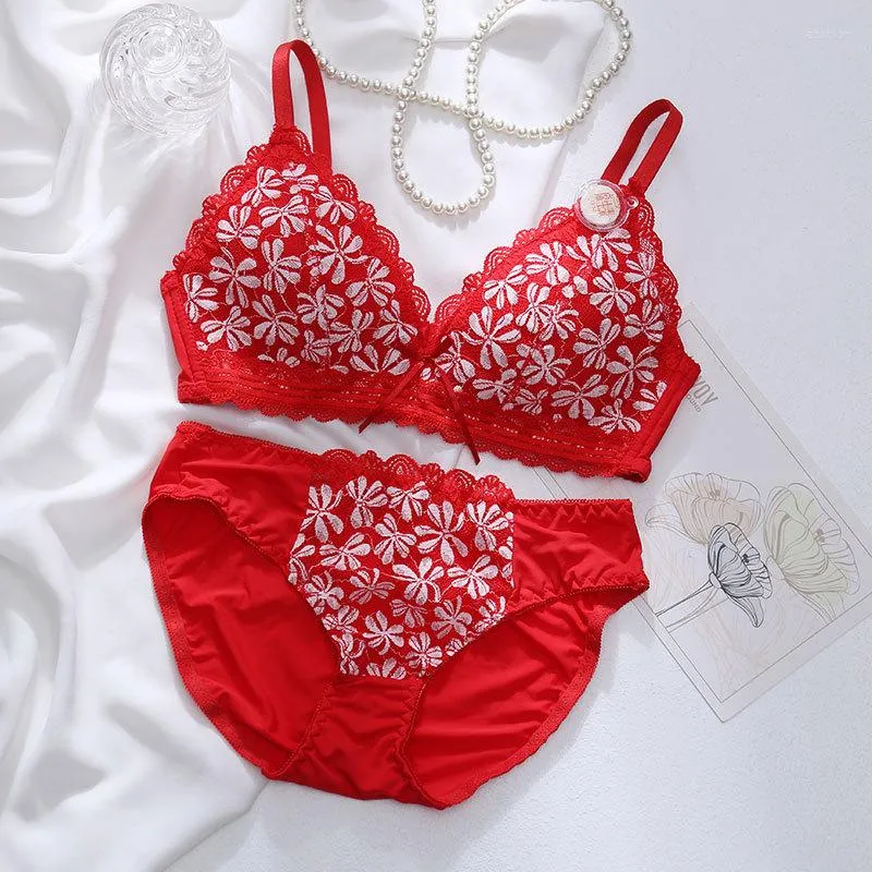 High Quality Lace Embroidered Romantic Bra Panty Set For Women