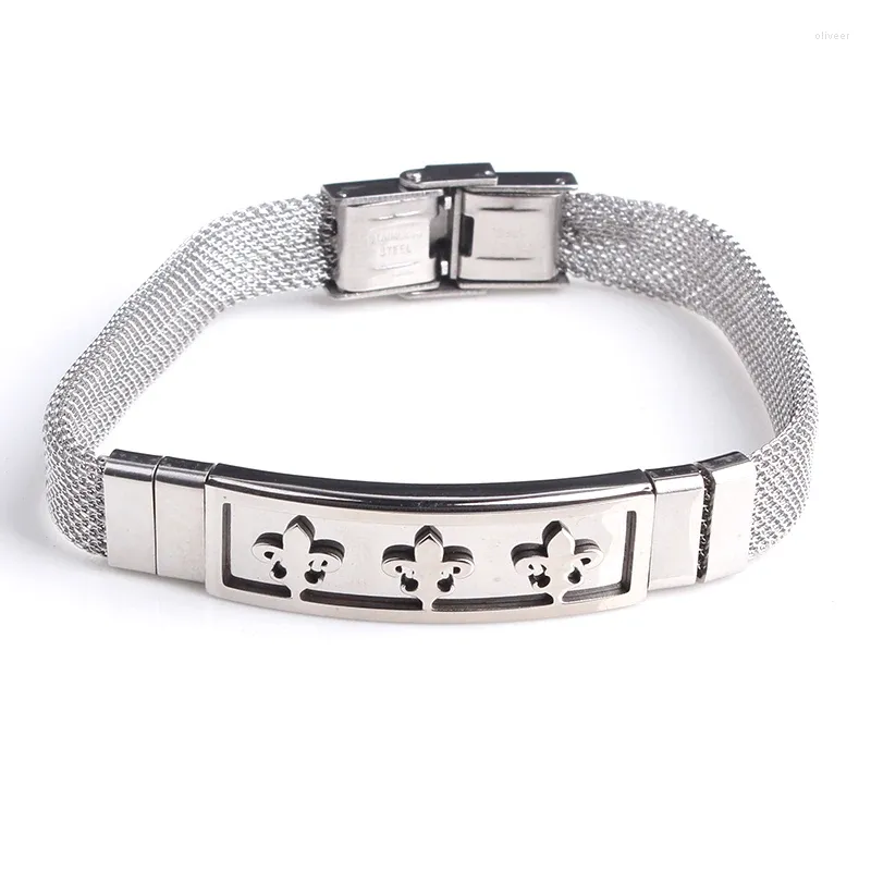 Charm armband silver färg tre svärd netto 316l rostfritt stål för män