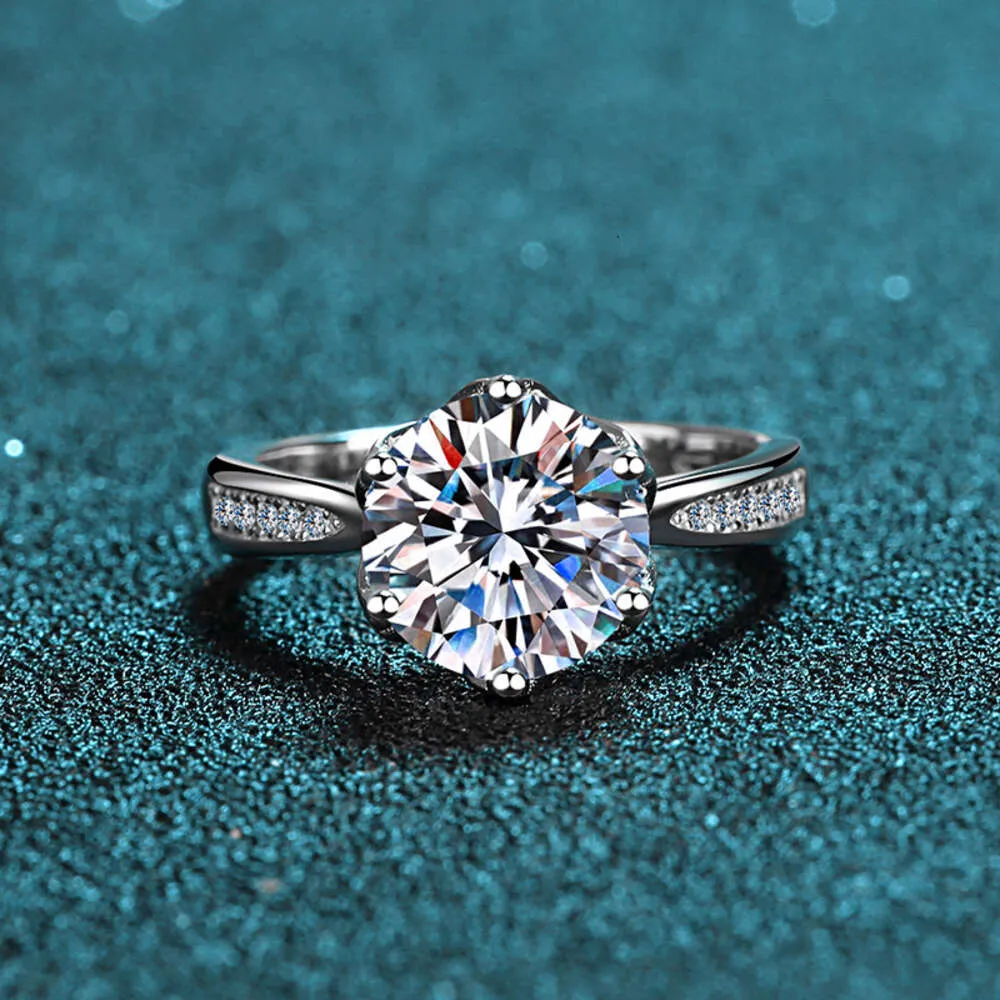 Bague de fiançailles en Moissanite, en or massif 14K, à 6 broches, 3ct, très brillante, meilleur cadeau, offre spéciale