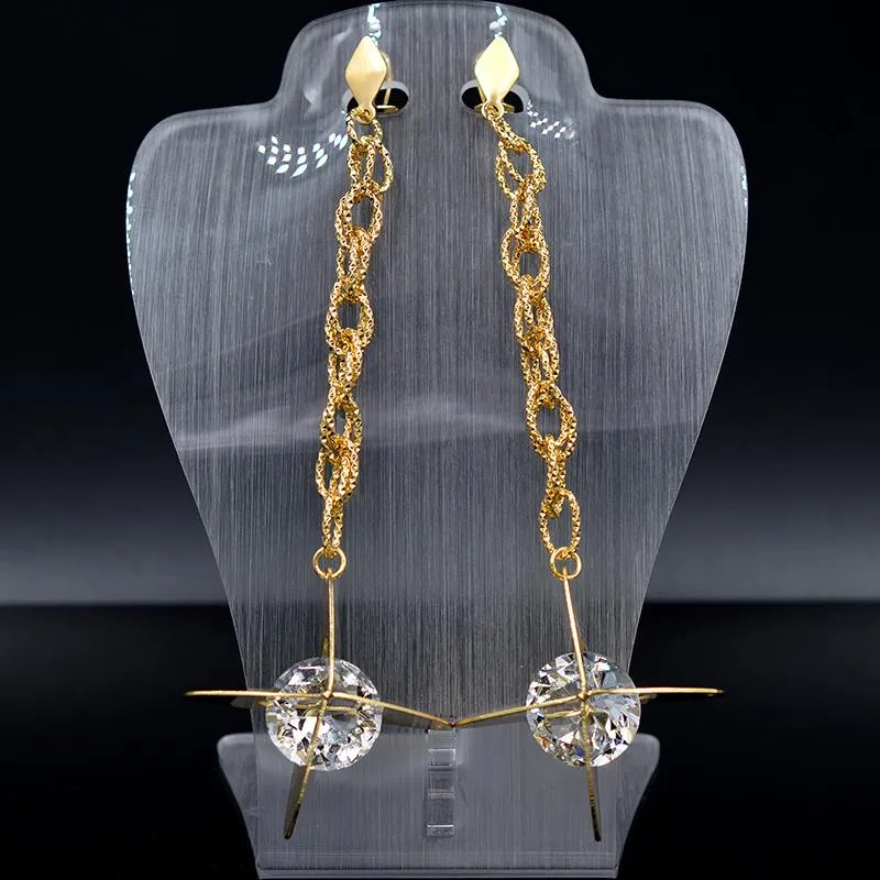 Boucles d'oreilles en peluche bijoux de bijoux ensoleillés Long Drop Femmes de haute qualité Zircon Cross Fashion 2023 pour le cadeau d'anniversaire de fête de mariage