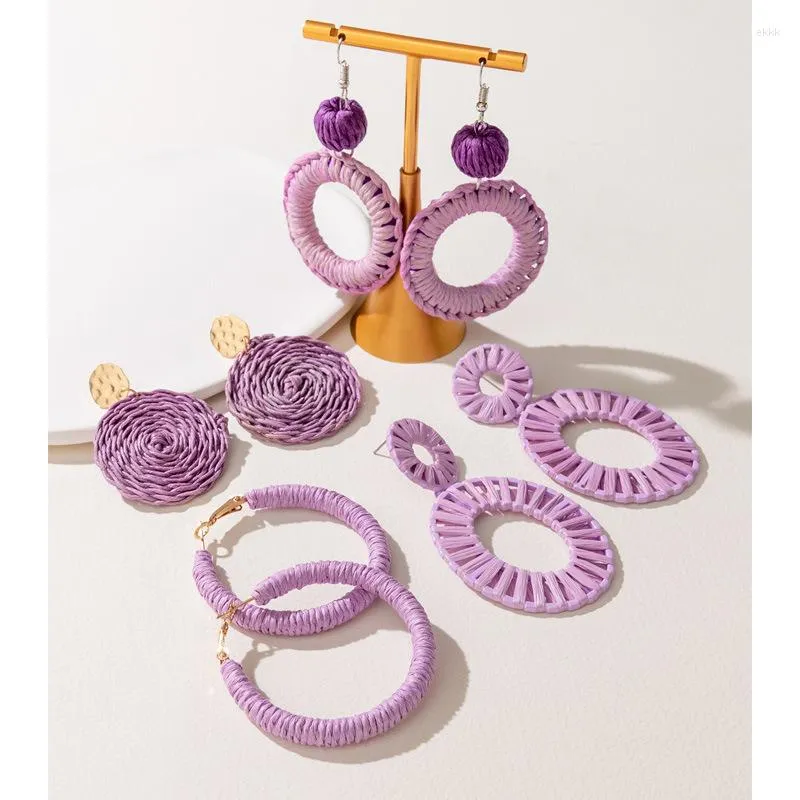 Boucles d'oreilles pendantes été romantique violet dames mode cerceau tempérament bijoux de charme