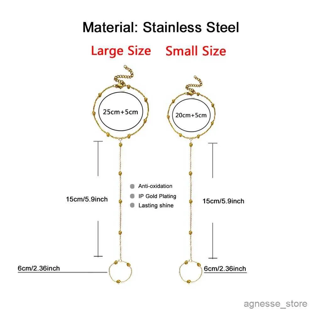 Tornozeleiras novo estilo simples aço inoxidável pé dedo corrente descalço tornozeleiras para mulheres perna corrente praia pé jóias r231125