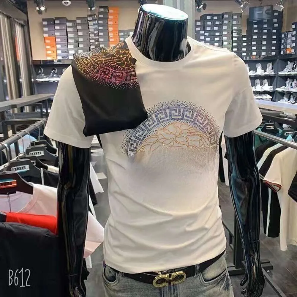 T-shirt con stampa diamante pieno felpa da uomo maglietta firmata uomo donna magliette a manica corta t-shirt in cotone moda felpe slim fit 4xl 5xl abbigliamento uomo