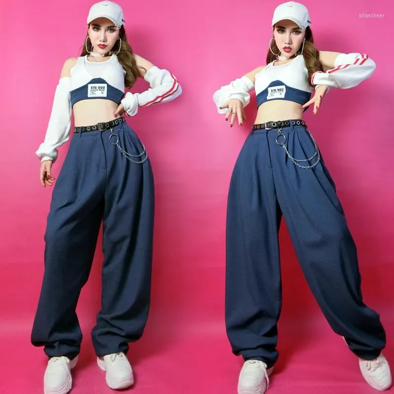 Stage Wear Jazz Dance Hip-Hop Performance Rua Street Logo Casual Troushers De pernas largas Termina feminino Gogo SL4733