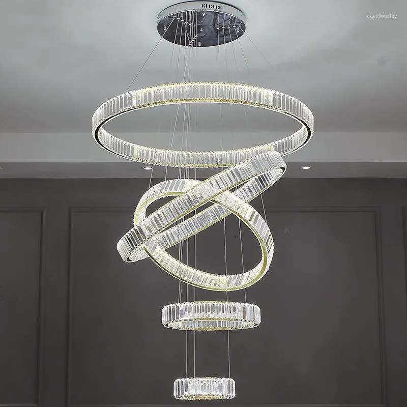 Chandeliers Modern Luxury Round Crystal Large Lighting For Villa Staircase Cristal Living Room Restaurant DIY Lamp Chrome Gold