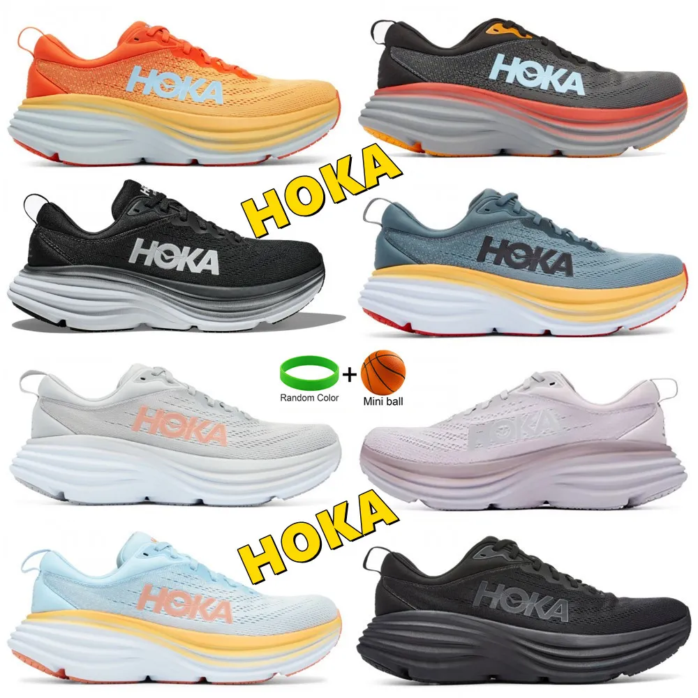 HOKA Sneakers Bondi 8 Running Outdoor Shoes Hokas ONE ONE Black White Sports Carbon x2 Clifton 8 Shock Absorption Amber Sneakers Men Women Trainers Runner