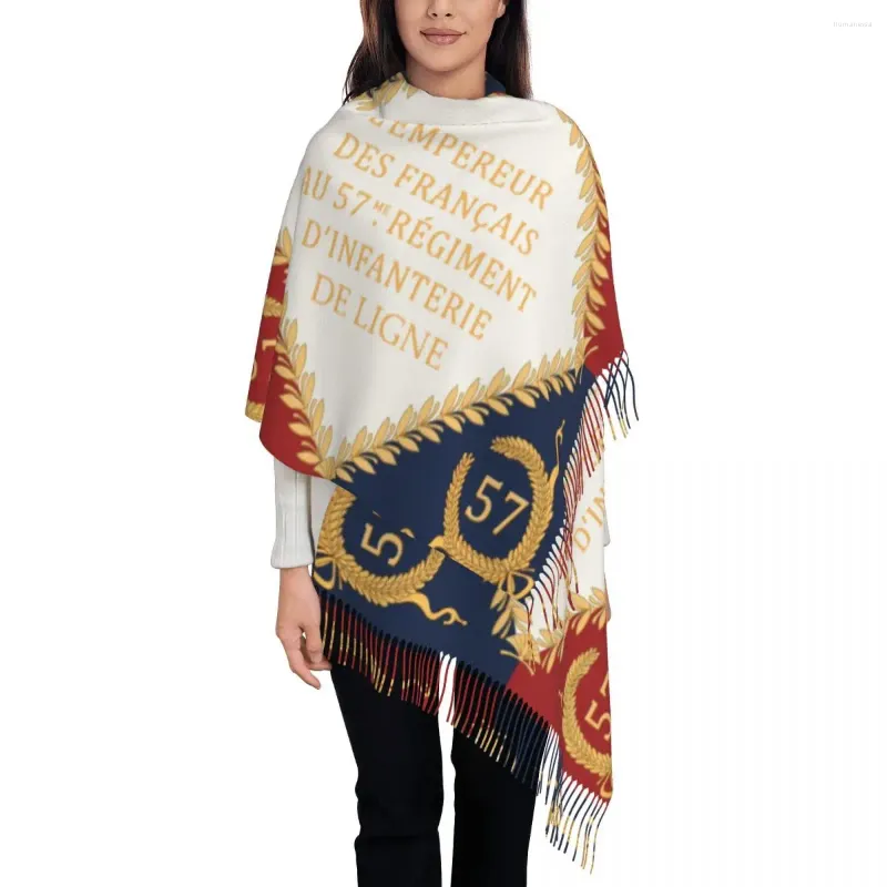 Foulards Napoléonien Français Châle Wraps Pour Femmes Hiver Grande Longue Écharpe Drapeaux Du 57me Foulard