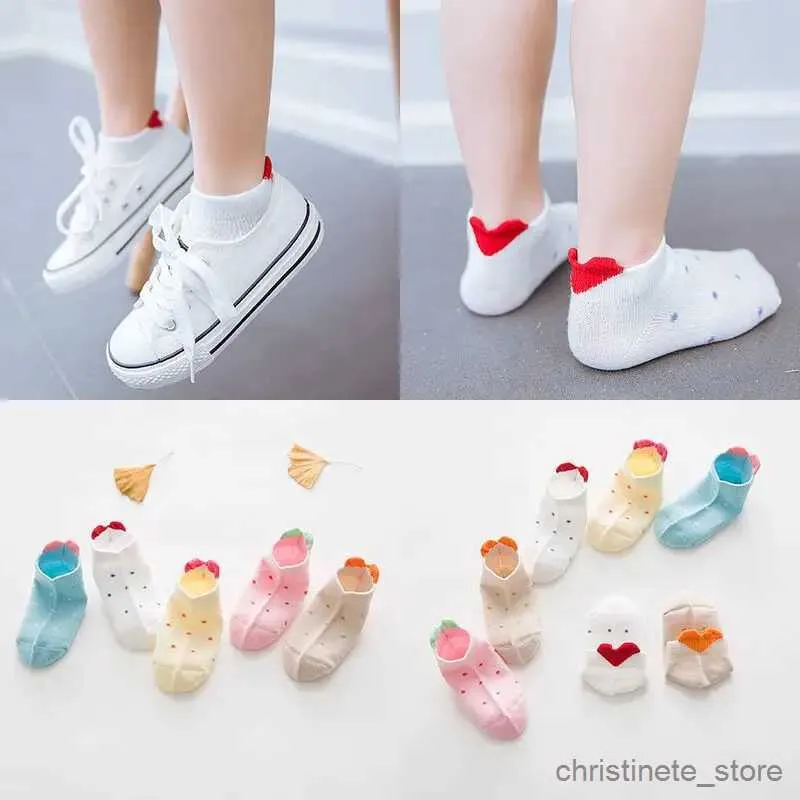 Kids Socks 5Pairs/lot Baby Socks Cotton Summer Infant Thin Ankle Socks Cute Heart Colorful Kids Socks For Girls Boys Toddler Dots Socks R231125