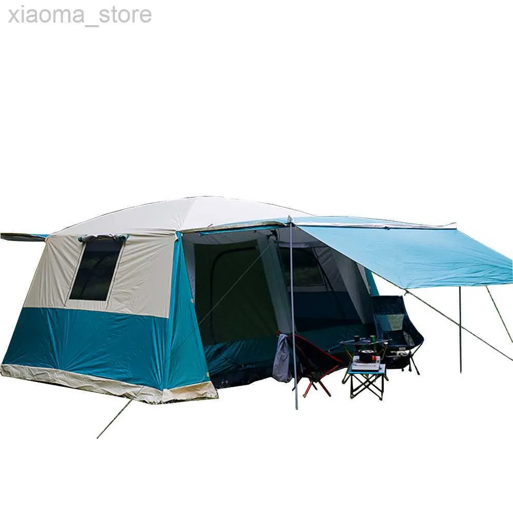 Tenten en schuilplaatsen Outdoor Family Camping Tent 8-12 Persoon dubbele laag Waterdicht 4 Seizoen grote ruime woonkamer Zonnebescherming Tent