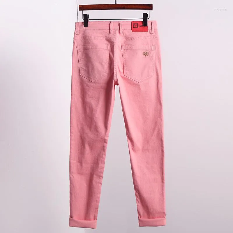 Men's Jeans 2023 Spring Autumn Men's Red Classic Style Straight Elasticity Cotton Denim Pants Male Brand Yellow Pink Trousers