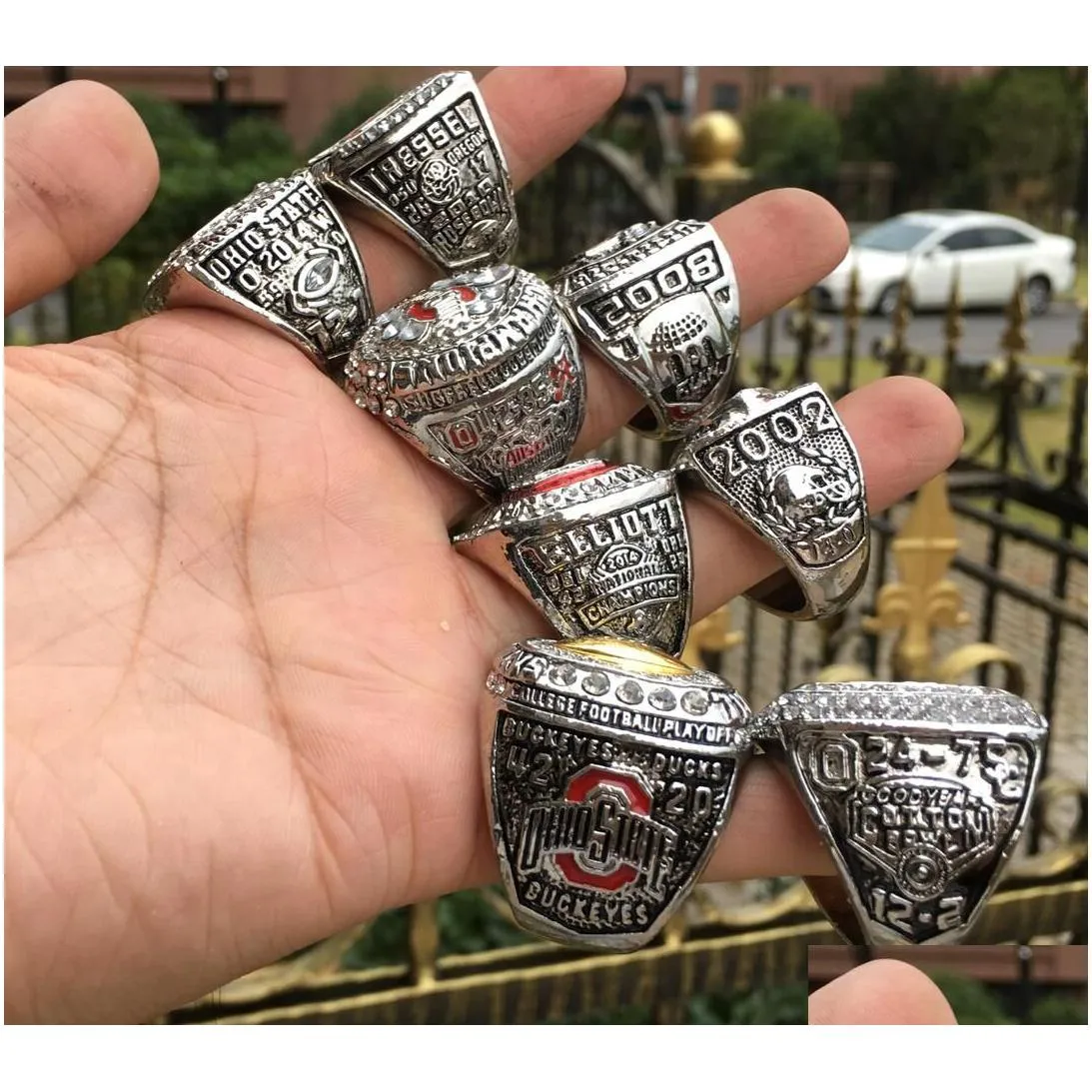 17pcs ohio state buckeyes national champion championship ring set solid men fan brithday gift wholesale drop 