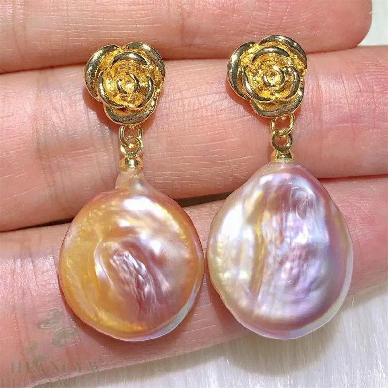 Orecchini pendenti 16-18mm Orecchino di perle barocche multicolori Gancio per orecchio in oro Regalo di lusso per donne di moda Matrimonio classico