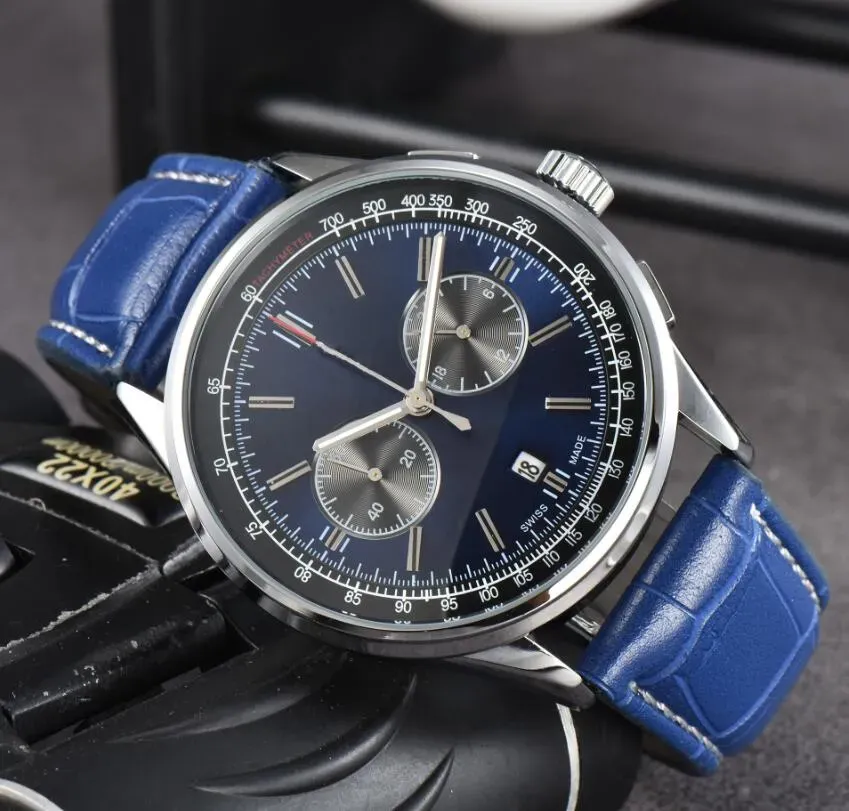 Men Mens Br Brietlings Watches Watching Cała Dial Work Quartz Watch Navitimer 1884 Kalendarz luksusowa marka chronograph zegar stalowy pasek mody na ręce B099