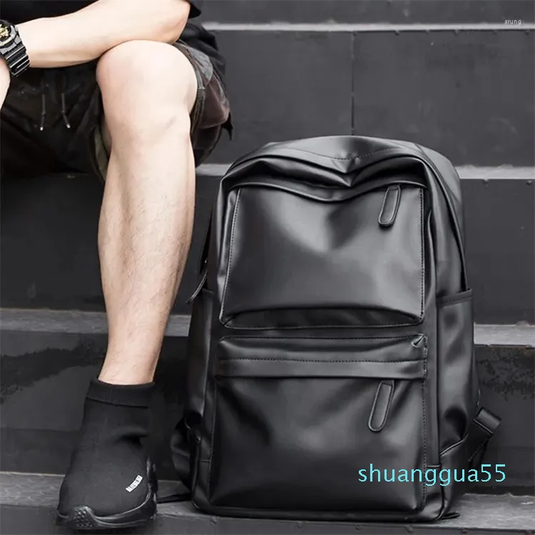 Backpack Casual Women School School School Laptop Men Leather Travel Business Designer preto Mochila Feminina Bolsa de ombro