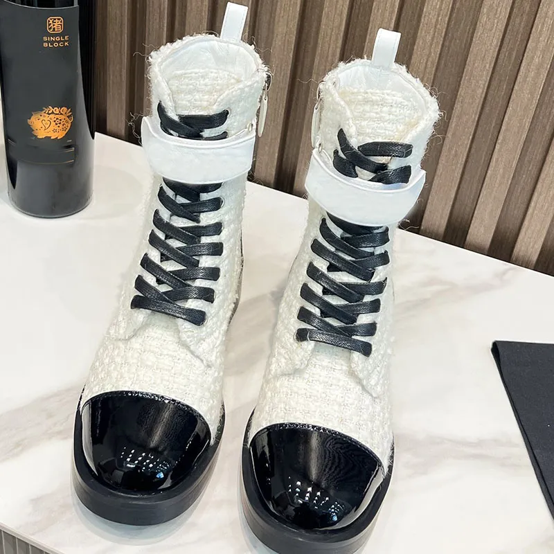 New Women Flat Bottom Booties Luxury Designer Classic Electroplated Hardware Letter Brand Martin Boots Rubber Thick Bottom Anti Slides Ladies Lace Up Cowhide Boot From 110 22 DHgate