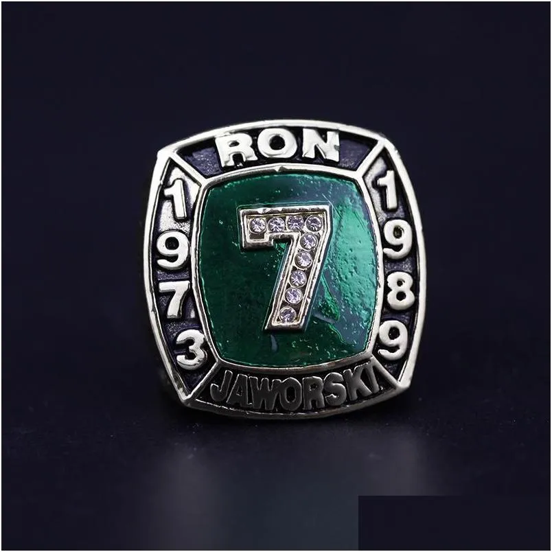 Anelli a grappolo Hall Of Fame Ron Jaworski 7 Anello da campionato dei campioni della squadra di football americano con scatola di legno Set souvenir Fan Men Gift Dhxyt