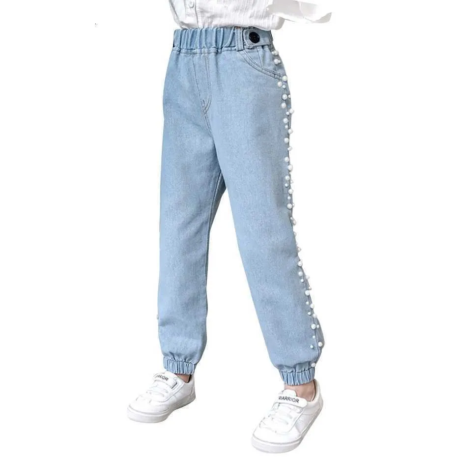 Pérolas menina jeans para crianças meninas primavera outono crianças estilo casual roupas 6 8 10 12 14 221203
