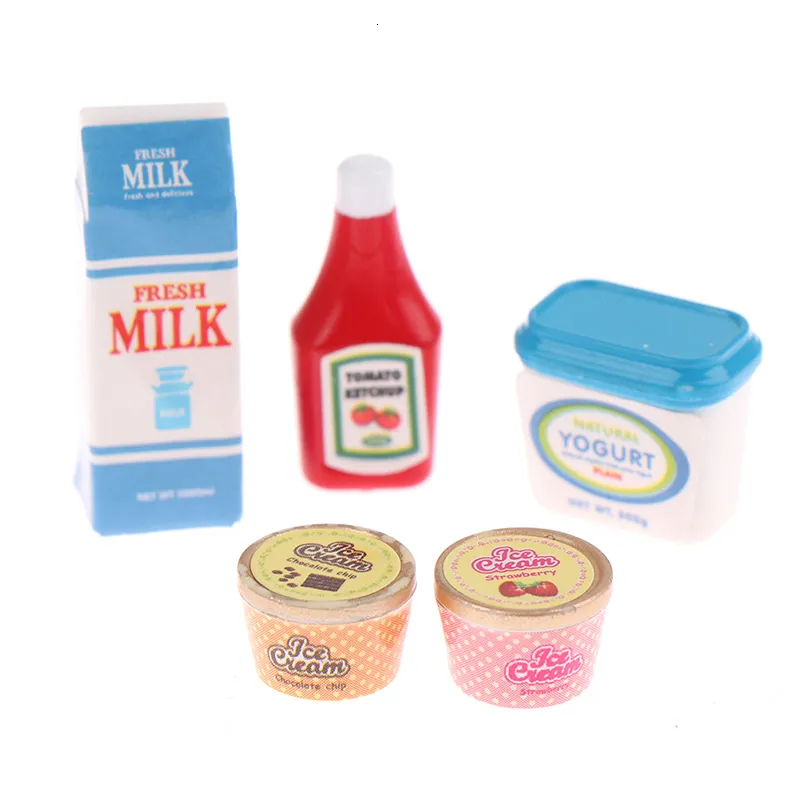 1:12 Maison de Poupée Bouteille de Lait, Plastique 8Pcs 1:12 Miniature Bouteille de Lait pour la Décoration Rouge, Bleu