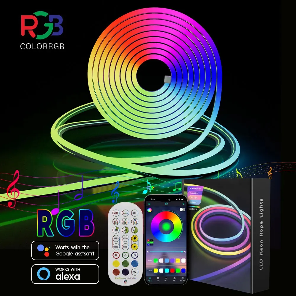 قادت لوازم الحفلات الأخرى التي حققتها Neon Strip Light 35m Smart WiFi App RGB 16Colors DIY مقاومة للماء مع Alexa 231124