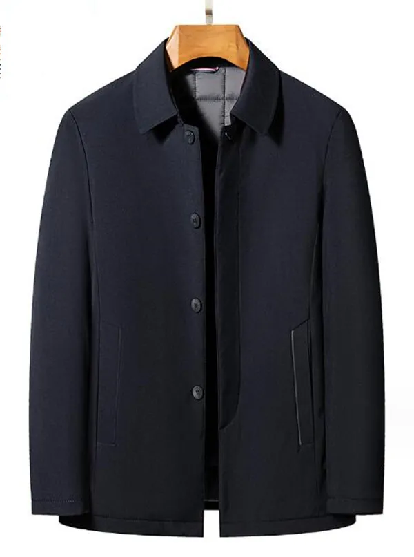 Höst- och vintermäns varma bomullsdräkt Casual Lapel Thicked Coat Business Dålig Top Dark Blue Dark Green