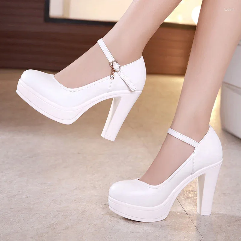 Zapatos de vestir Mujer Clásico Cómodo Bomba Hebilla Oficina Casual Elegante Grueso Blanco Moda Stilettos