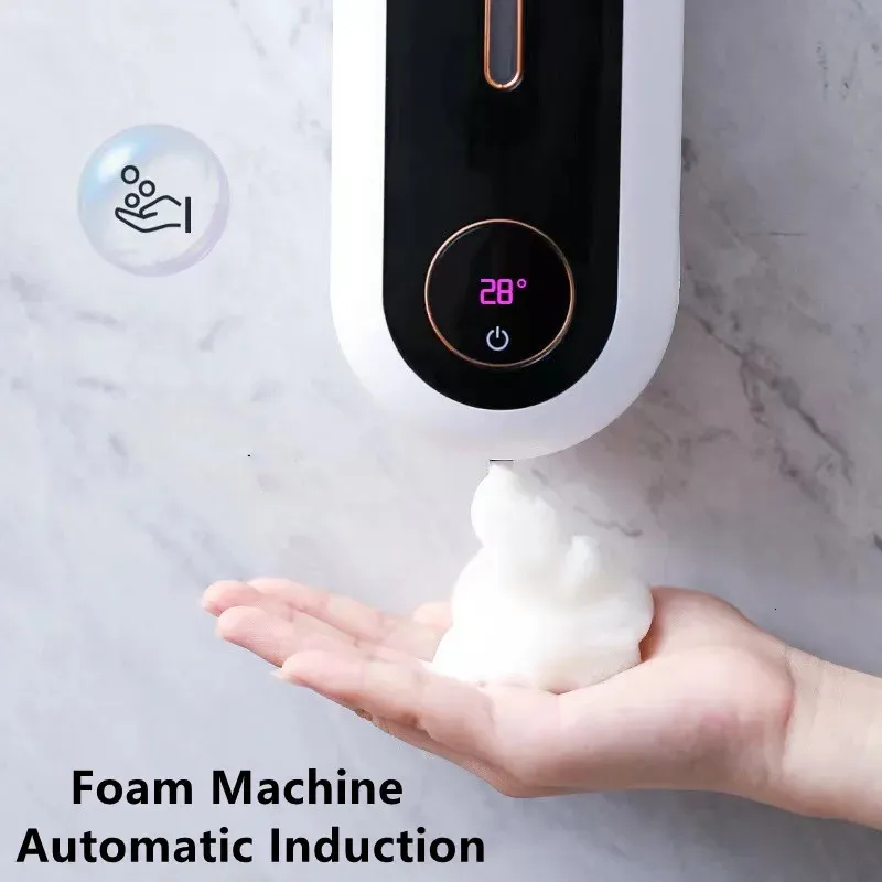 Zestaw akcesoriów do kąpieli 450 ml domowy inteligentny mydło dozownik montowany na ścianie pieniący się dezynfekcja podczerwieni dotknięcie bezpłatne ręczne pralki łazienkowe 231124