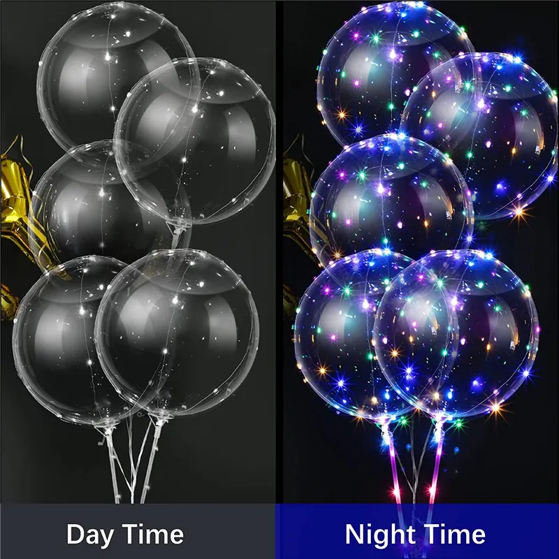 Transparent Clear Party Eco-Friendly Bobo Balloon 20 Inches LED