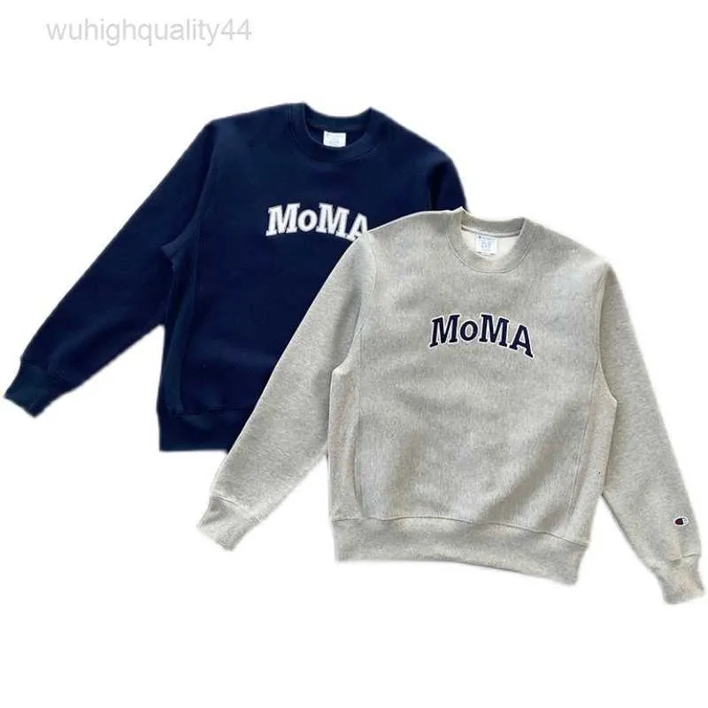 Pull en molleton avec lettres Moma pour hommes, haut de gamme japonais, en coton brodé, chaud, ample, à la mode, automne