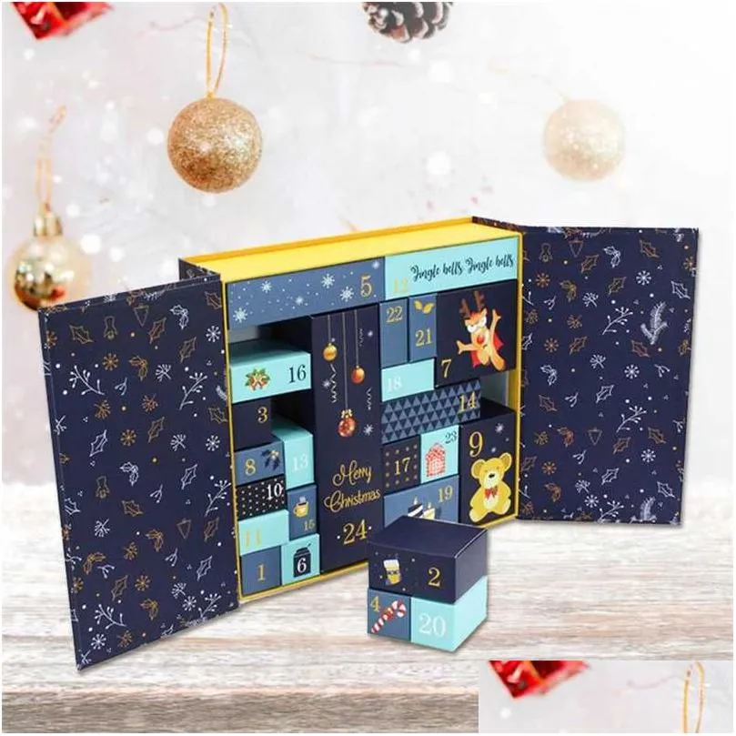 Décorations de Noël 2022 Calendrier de l'Avent Boîte de bricolage Coffrets cadeaux en papier Compte à rebours 24 Ders Cabinet Cadeaux pour fille garçon amis Navidad 211 Dhwdd