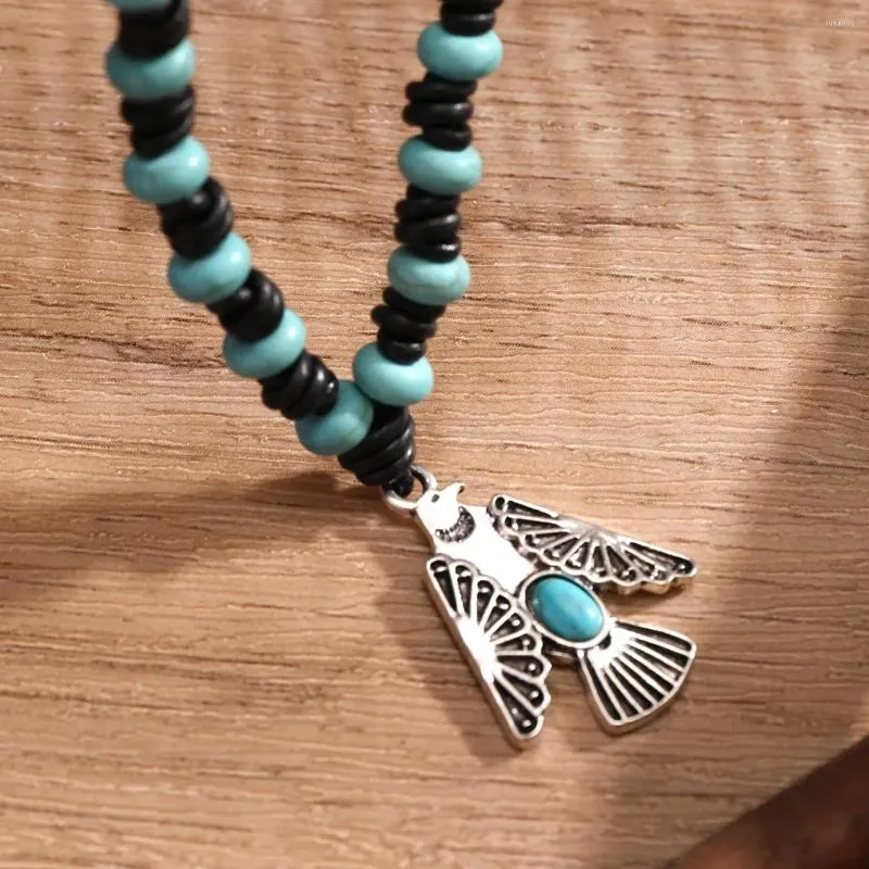 Kedjor hiphop mäns halsband fågelhänge turkos nisch avancerad enkel och fashionabla benkedja mens smycken gåva