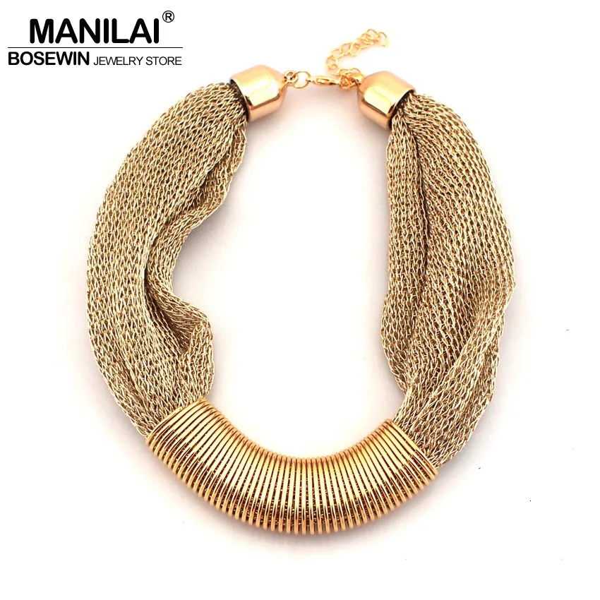 Strands Strings MANILAI Fashion Women Charm Choker Necklace Chunky Collar Rope Chain Statement Necklaces Wholesale gift Design 230424