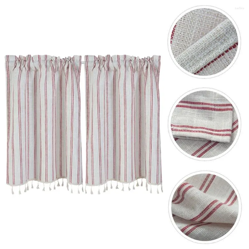 Curtain Rod Pocket Room Draperies Short Window Curtains Kitchen Tiers For Bedroom Living Accessory Red