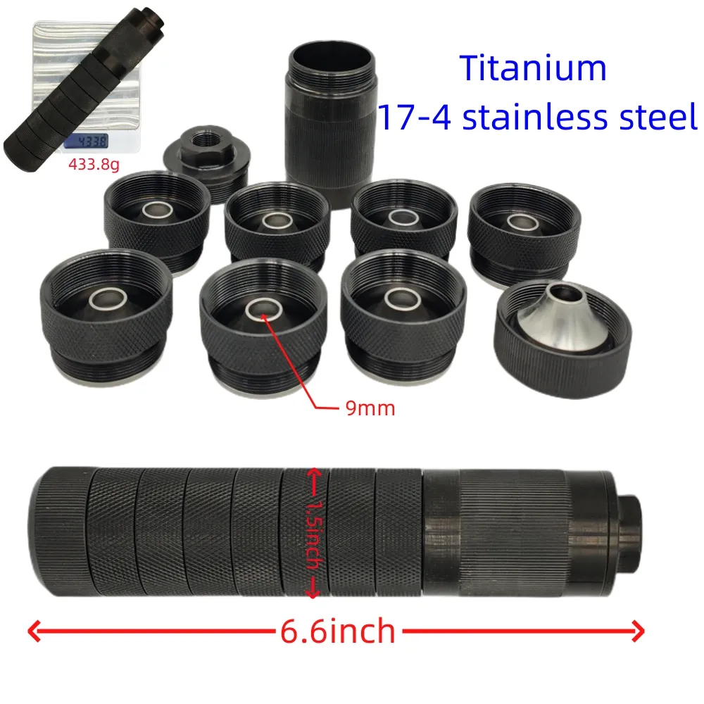 New MODULE Titanium D=1.5"L=6.6" 9mm Hole Fuel filter solvent trap 17-4 stainless steel cup COMPATIBLE1.375-24 Black 1/2-28,5/8-24