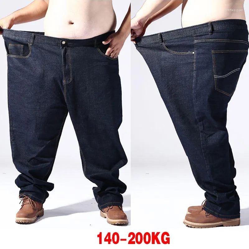Erkek kot pantolon ekstra büyük boy erkek elastik gevşek pantolon erkekler büyük boy artı şişman pantolon 200kg erkek nefes alabilen büllü gündelik