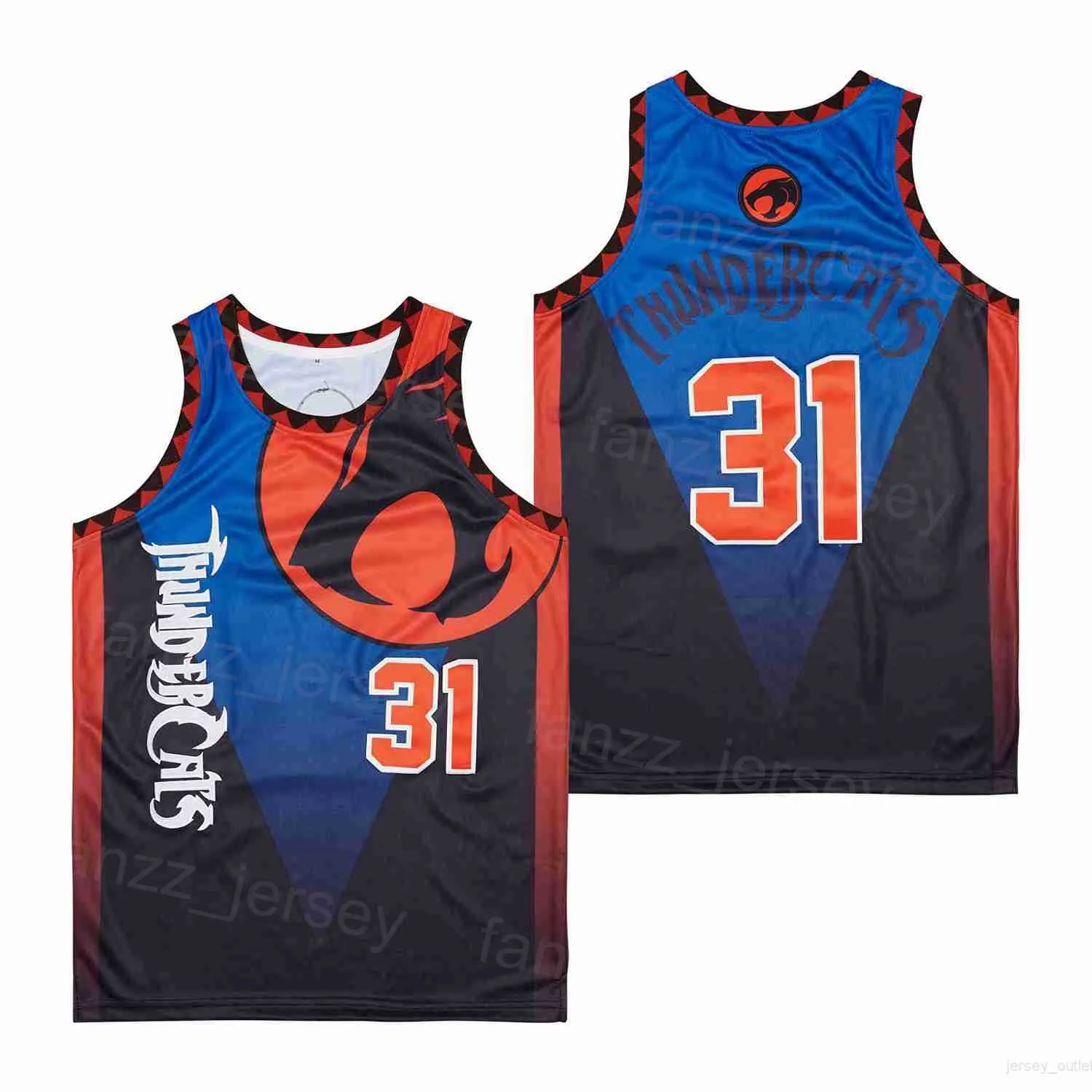 Film Basketball Thundercats Film Jerseys TV High School for Sport Fan University Retro Oddychany oddychany zespół Pullover College Team Blue Shirt Hiphop Summer Good